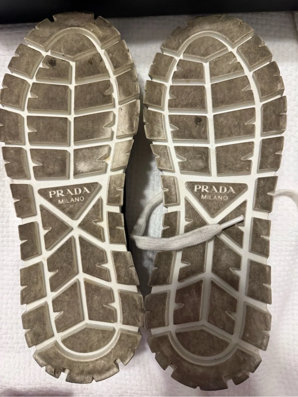 Prada Black Nylon Low-Top Sneakers with White Platform Sole